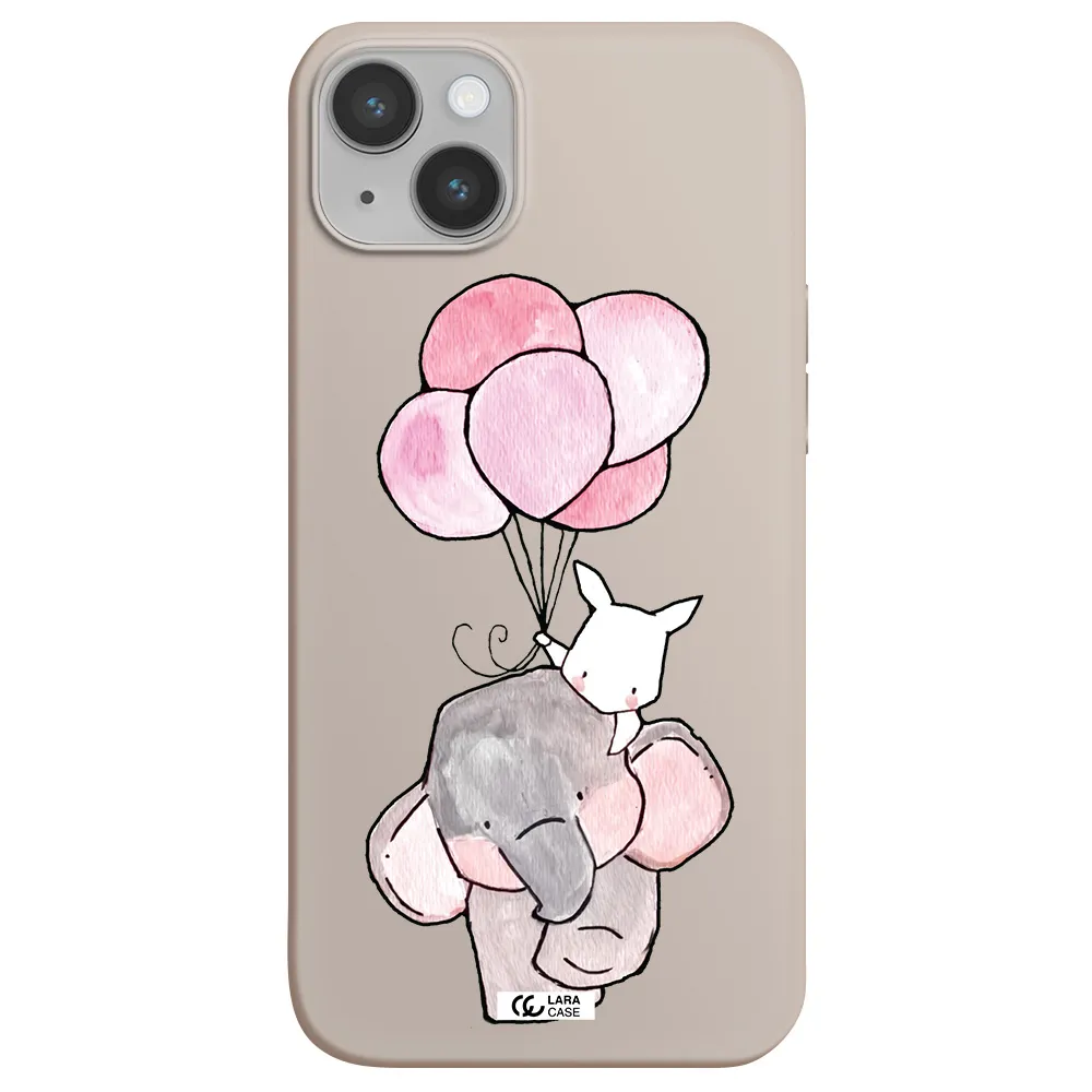 a cartoon elephant and donkey holding balloons Apple iPhone 14 Silicone Stone Case