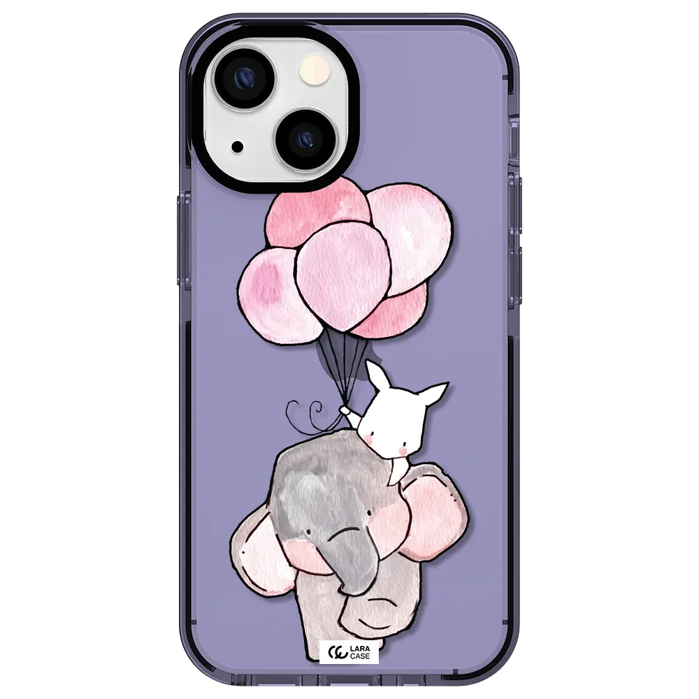 a cartoon elephant and donkey holding balloons Apple iPhone 15 impact Lilac Case