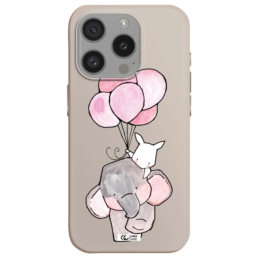 A Cartoon Elephant And Donkey Holding Balloons Apple Iphone 15 Pro Silicone Stone Case