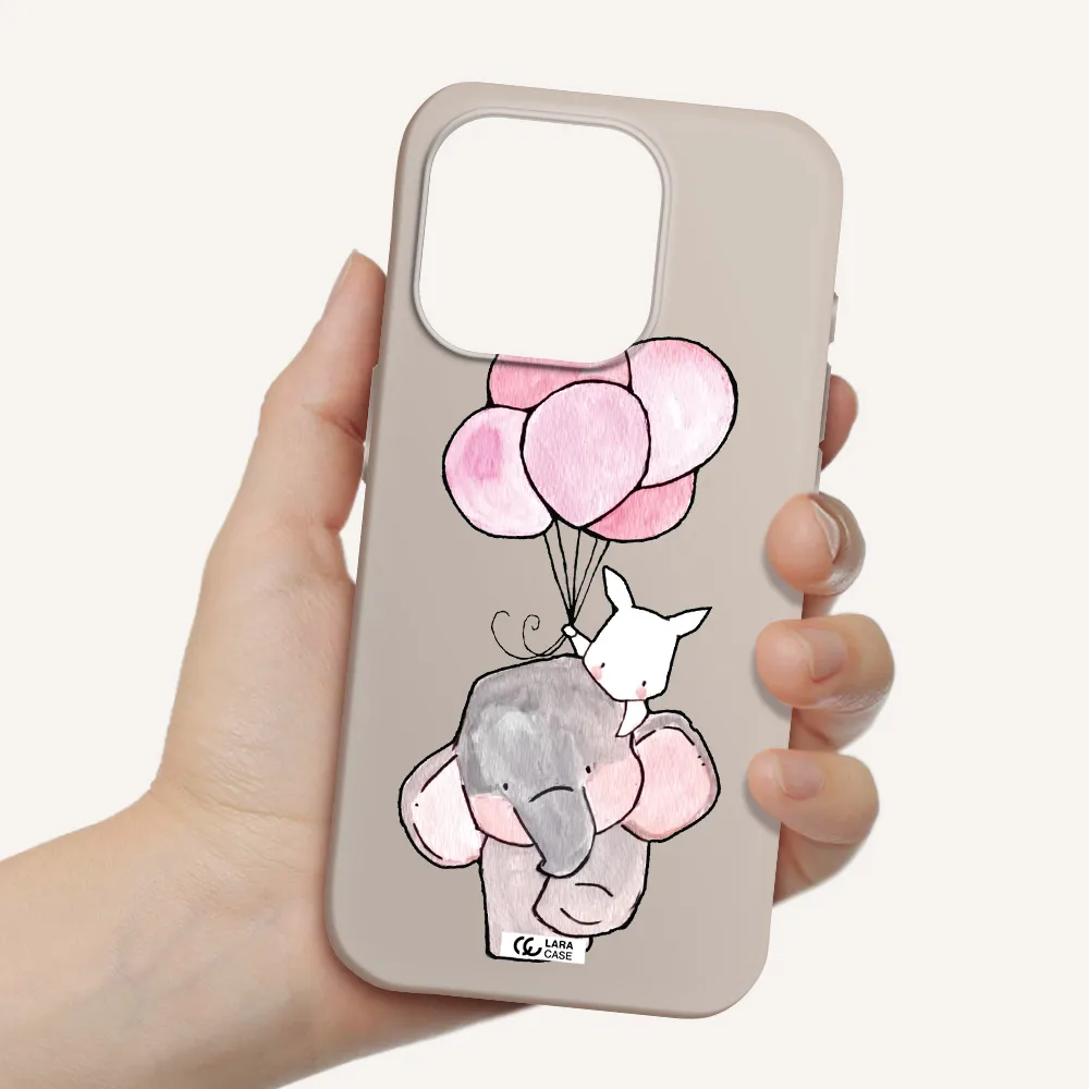 A Cartoon Elephant And Donkey Holding Balloons Apple Iphone 15 Pro Silicone Stone Case