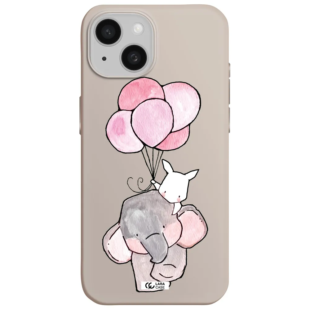 a cartoon elephant and donkey holding balloons Apple iPhone 15 Silicone Stone Case