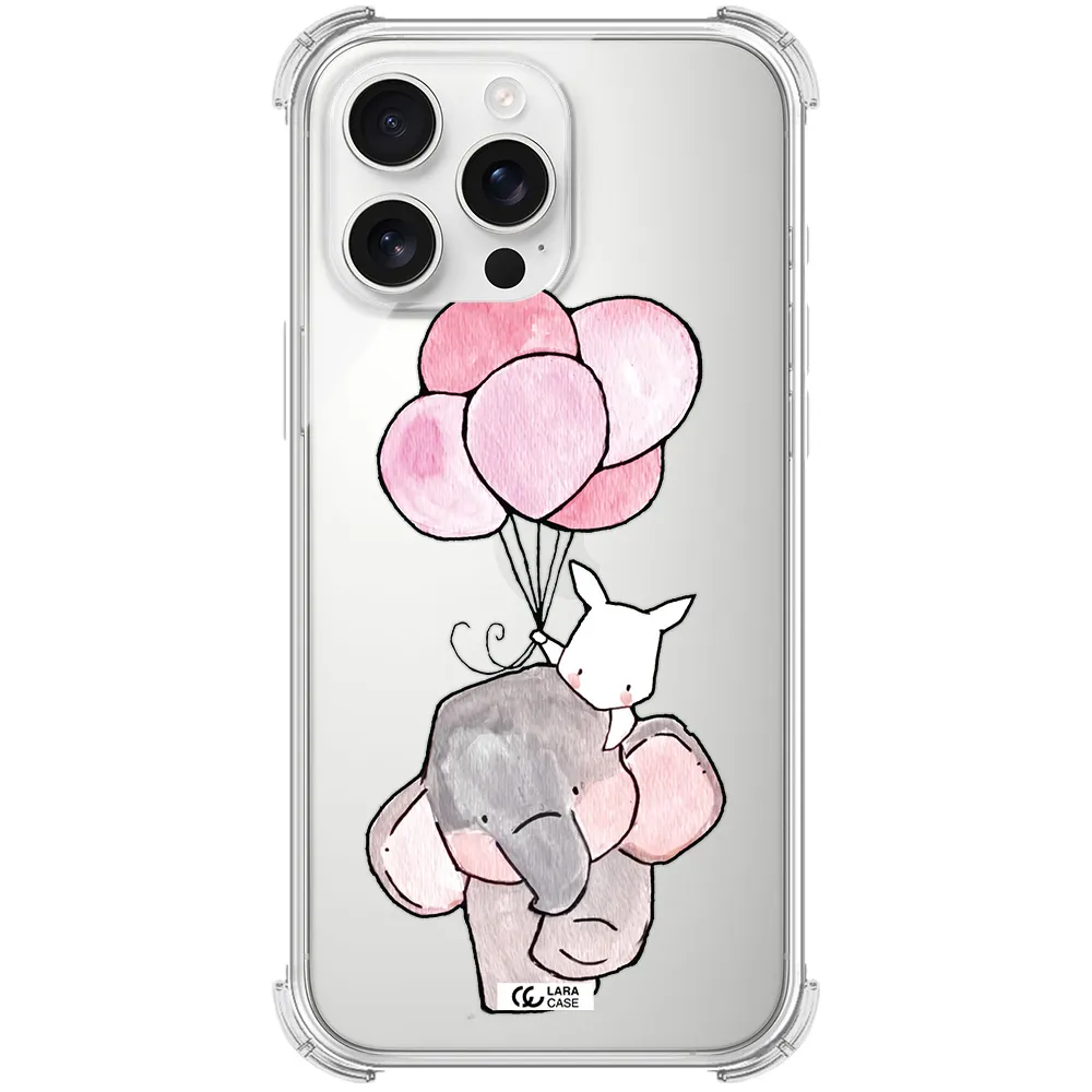 A Cartoon Elephant And Donkey Holding Balloons Apple Iphone 16 Pro Max Clear Pc Case
