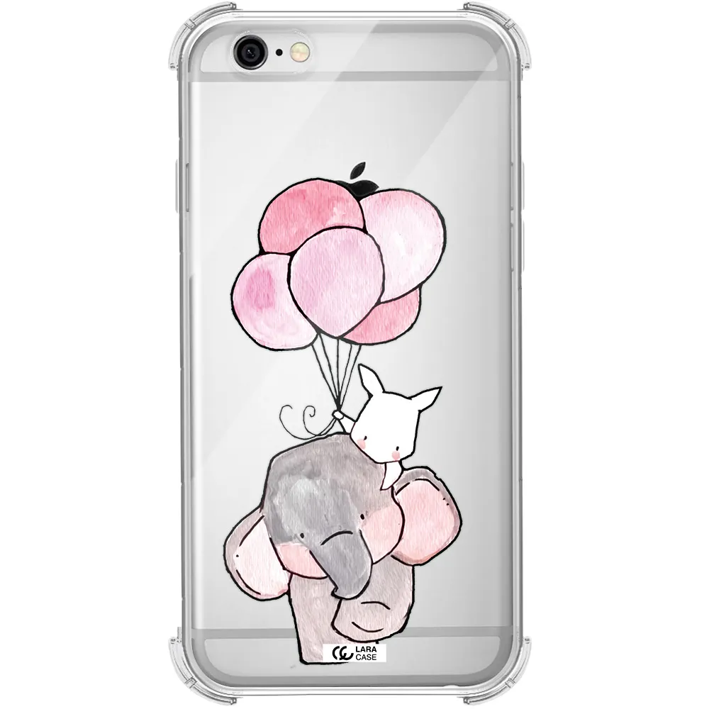 a cartoon elephant and donkey holding balloons Apple iPhone 6 Clear PC Case