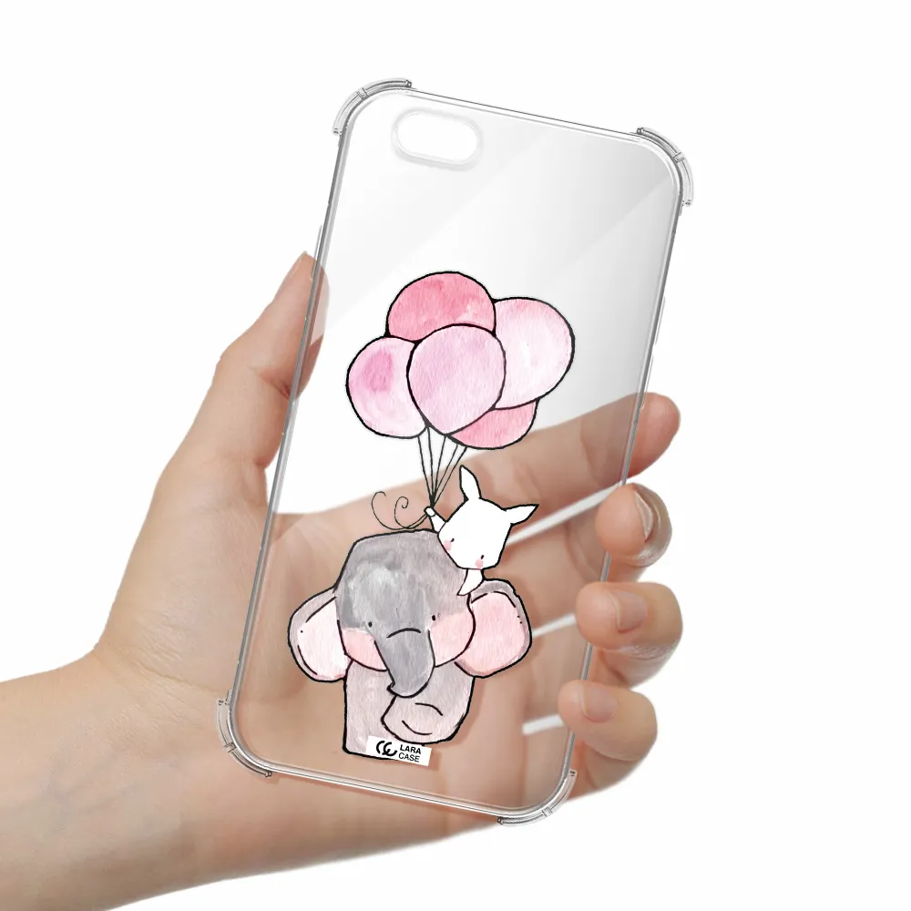 a cartoon elephant and donkey holding balloons Apple iPhone 6 Clear PC Case