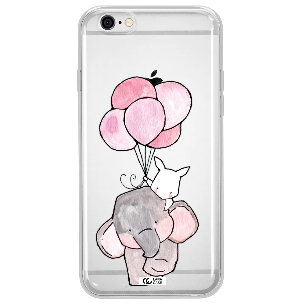 a cartoon elephant and donkey holding balloons Apple iPhone 6 Clear TPU Case
