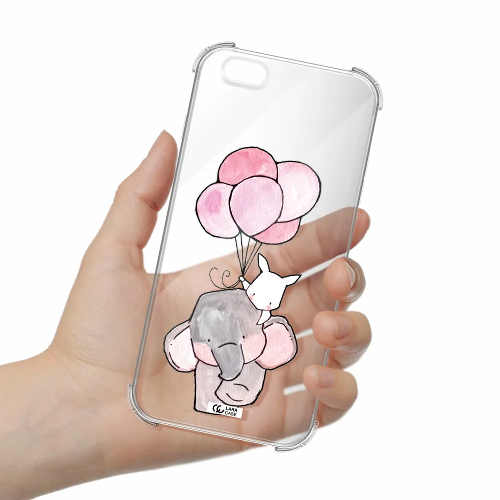 a cartoon elephant and donkey holding balloons Apple iPhone 6 plus Clear PC Case
