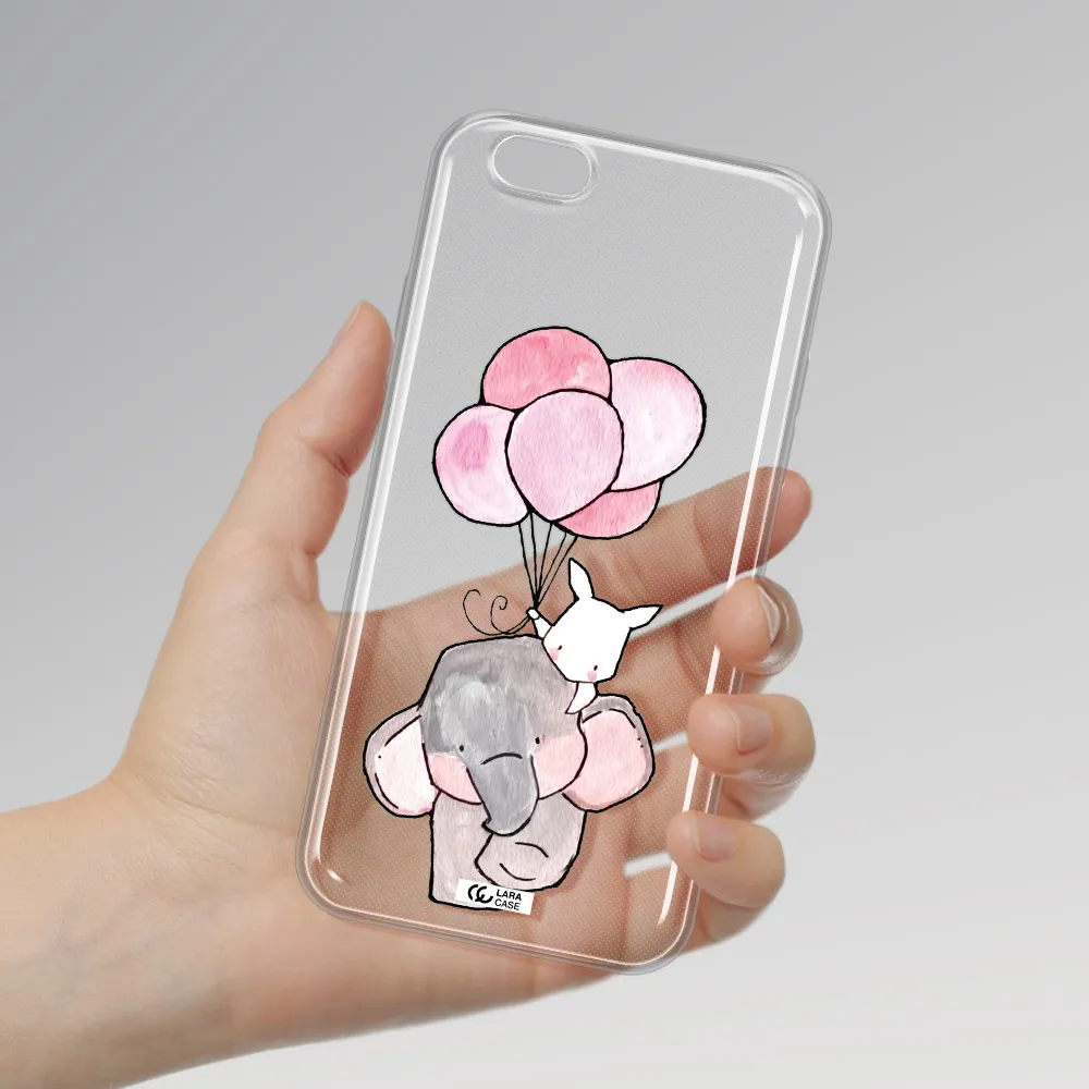 a cartoon elephant and donkey holding balloons Apple iPhone 6 plus Clear TPU Case