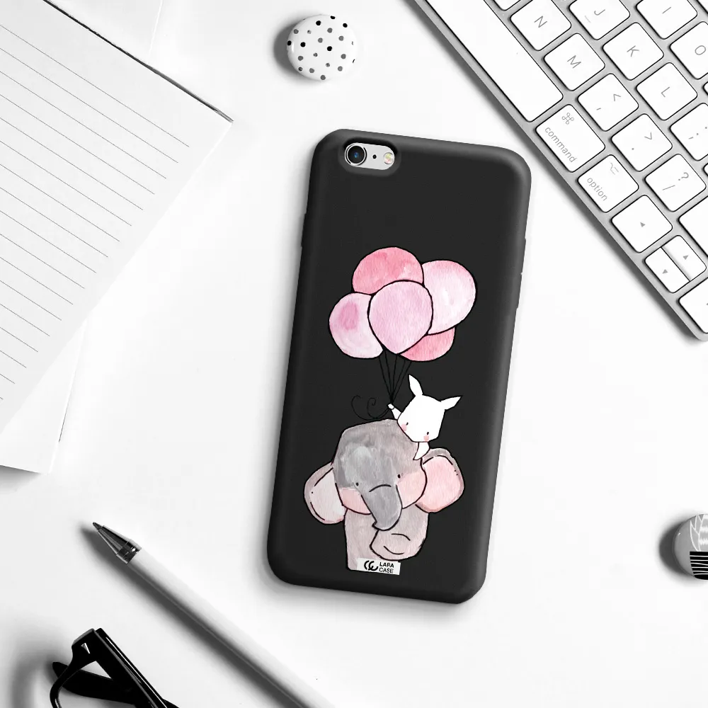 a cartoon elephant and donkey holding balloons Apple iPhone 6 plus Silicone black Case