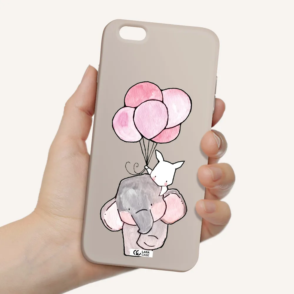 a cartoon elephant and donkey holding balloons Apple iPhone 6 plus Silicone Stone Case