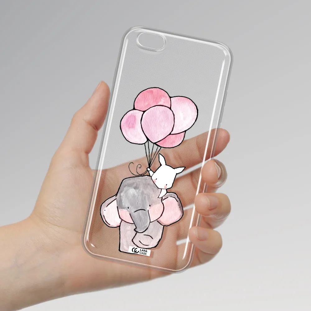 a cartoon elephant and donkey holding balloons Apple iPhone 6 s plus Clear TPU Case