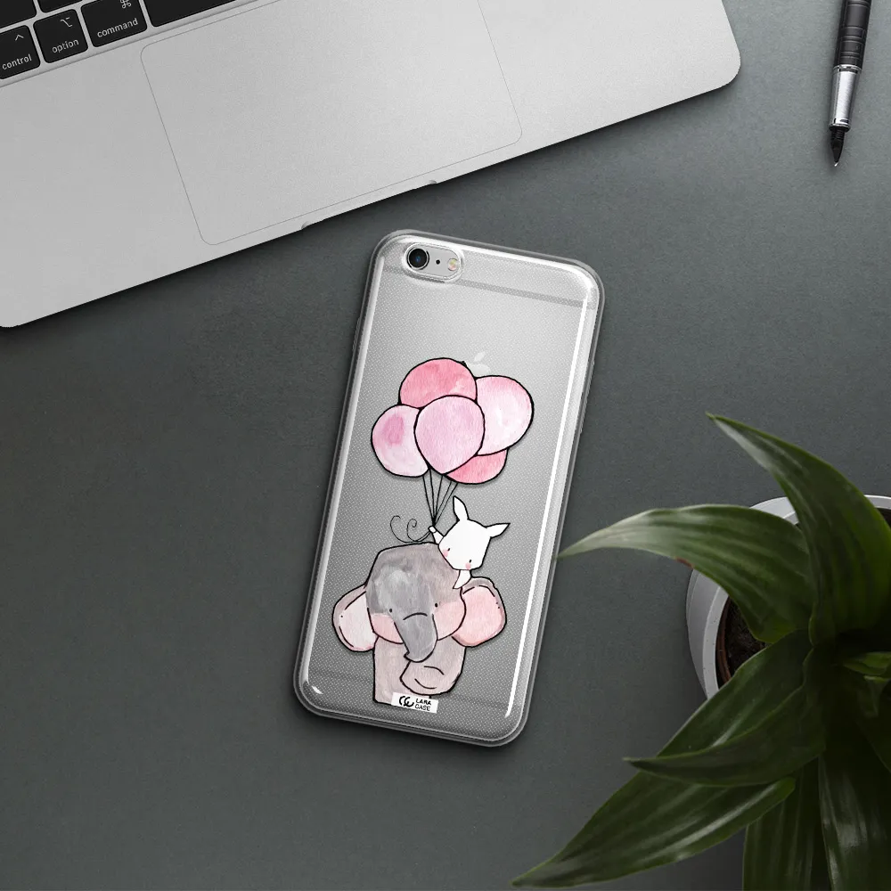 a cartoon elephant and donkey holding balloons Apple iPhone 6 s plus Clear TPU Case