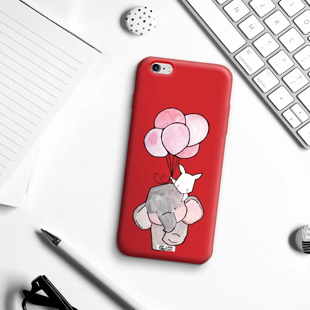a cartoon elephant and donkey holding balloons Apple iPhone 6 s plus Silicone Imperial Red Case