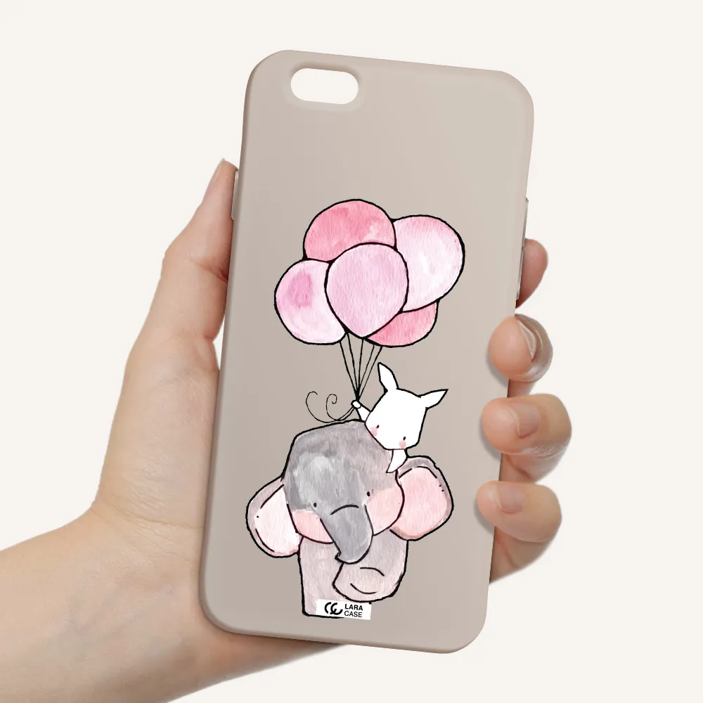 a cartoon elephant and donkey holding balloons Apple iPhone 6 Silicone Stone Case