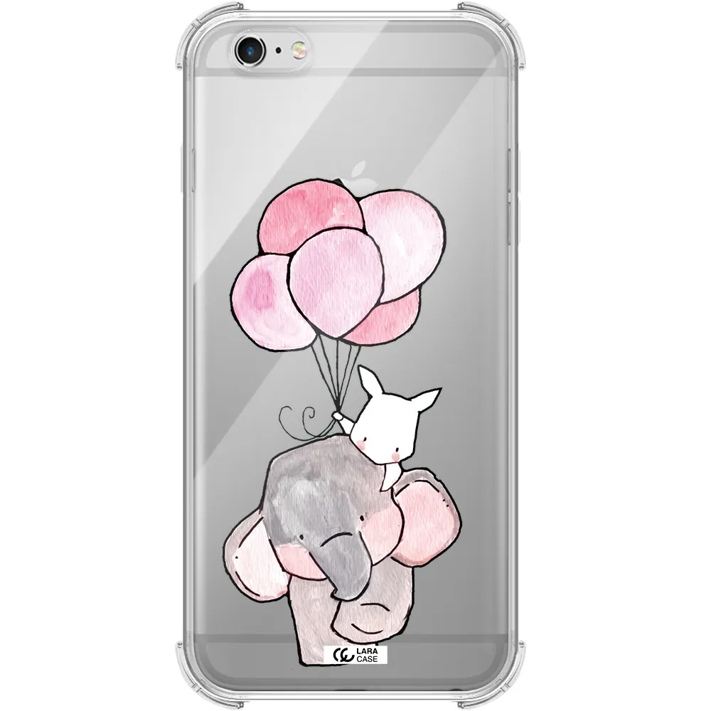 a cartoon elephant and donkey holding balloons Apple iPhone 6S Clear PC Case