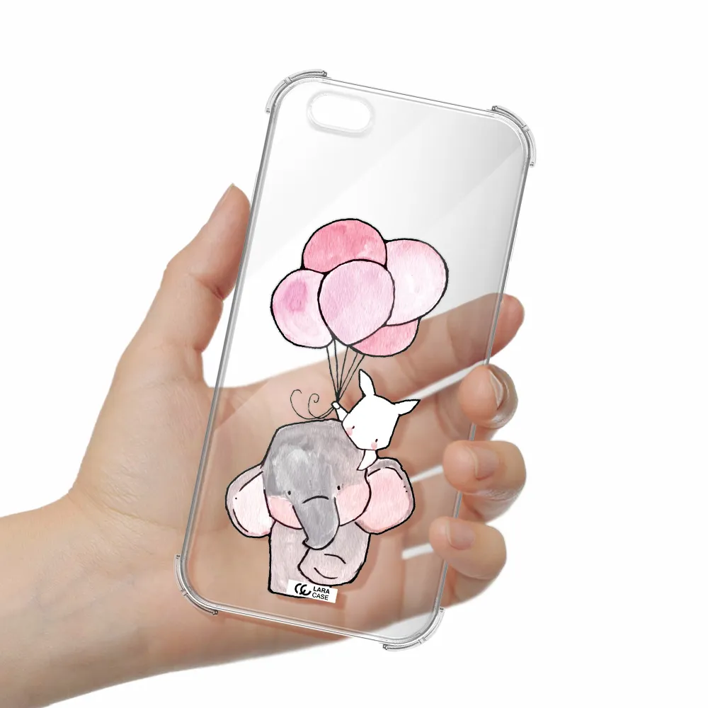 a cartoon elephant and donkey holding balloons Apple iPhone 6S Clear PC Case