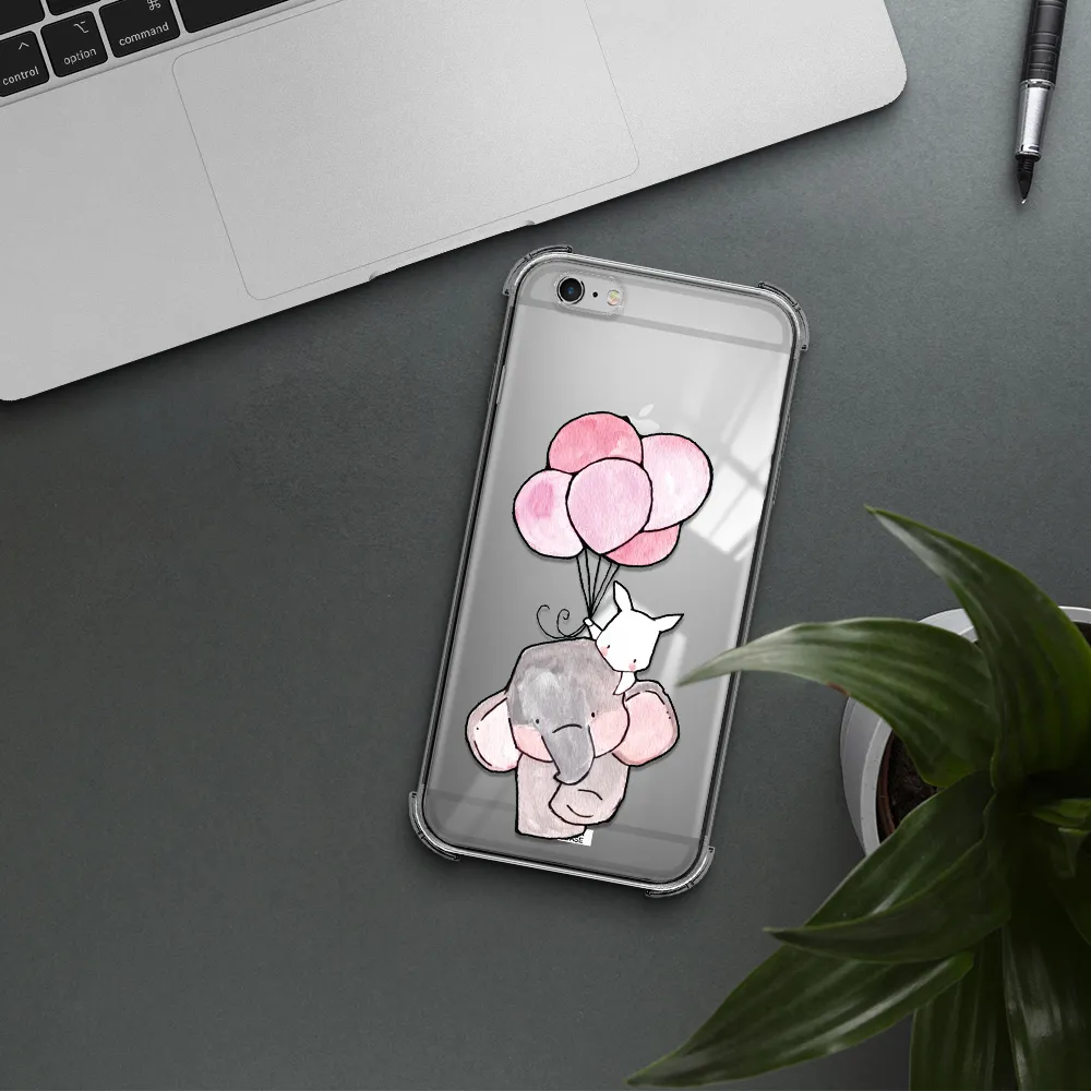 a cartoon elephant and donkey holding balloons Apple iPhone 6S Clear PC Case