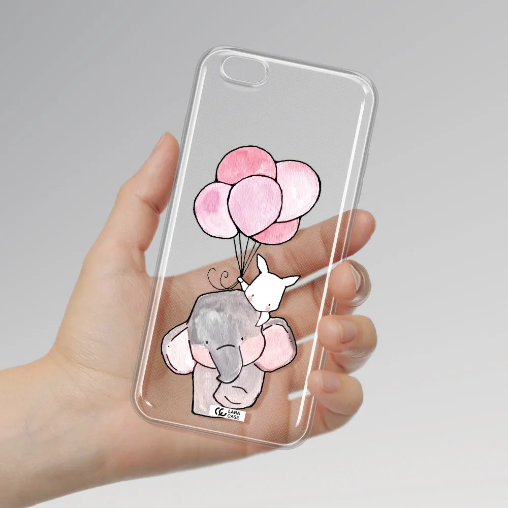 a cartoon elephant and donkey holding balloons Apple iPhone 6S Clear TPU Case