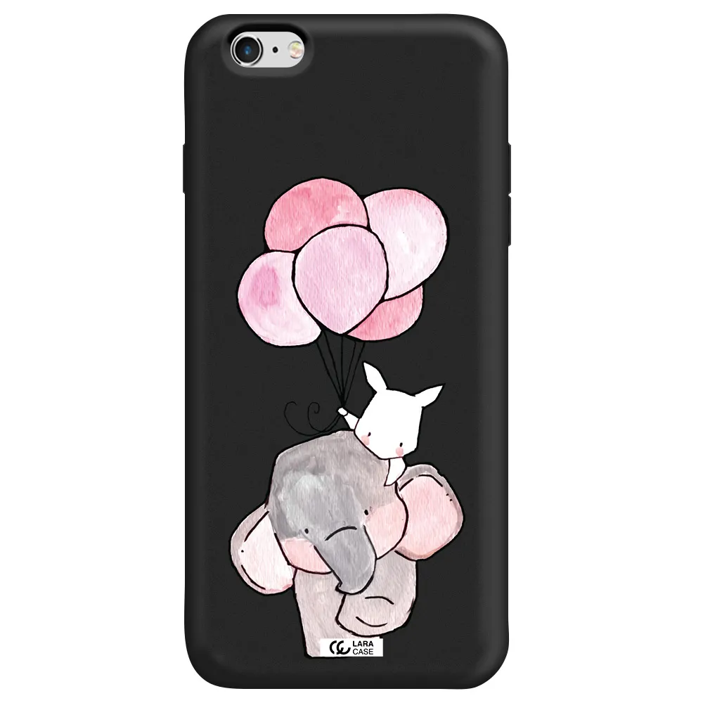 a cartoon elephant and donkey holding balloons Apple iPhone 6S Silicone black Case