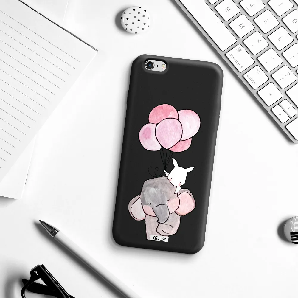 a cartoon elephant and donkey holding balloons Apple iPhone 6S Silicone black Case