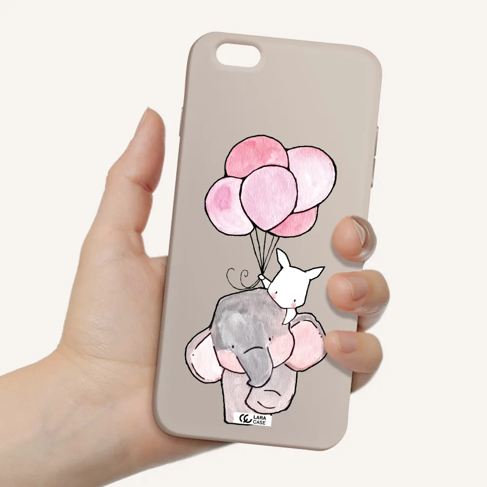 a cartoon elephant and donkey holding balloons Apple iPhone 6S Silicone Stone Case