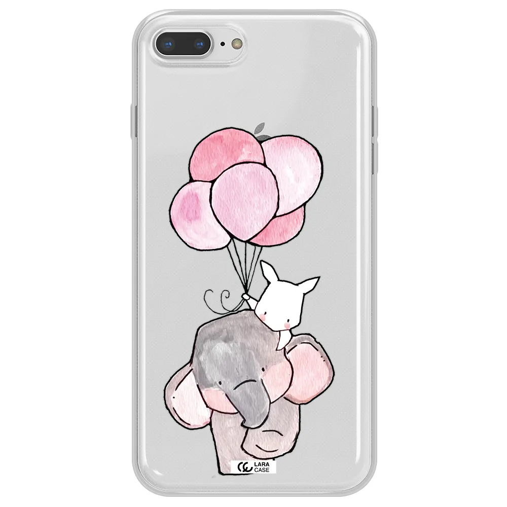 a cartoon elephant and donkey holding balloons Apple iPhone 7 plus Clear TPU Case