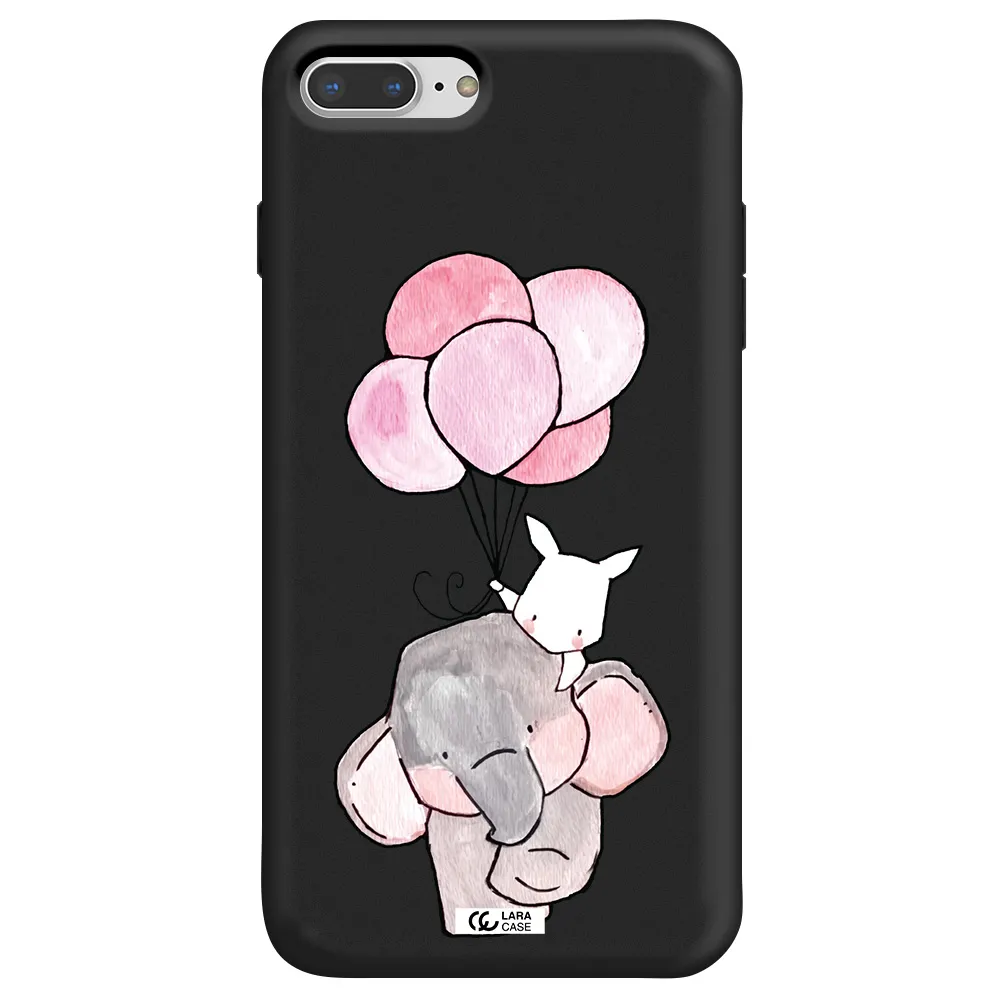 a cartoon elephant and donkey holding balloons Apple iPhone 8 plus Silicone black Case