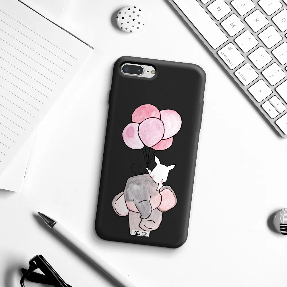 a cartoon elephant and donkey holding balloons Apple iPhone 8 plus Silicone black Case