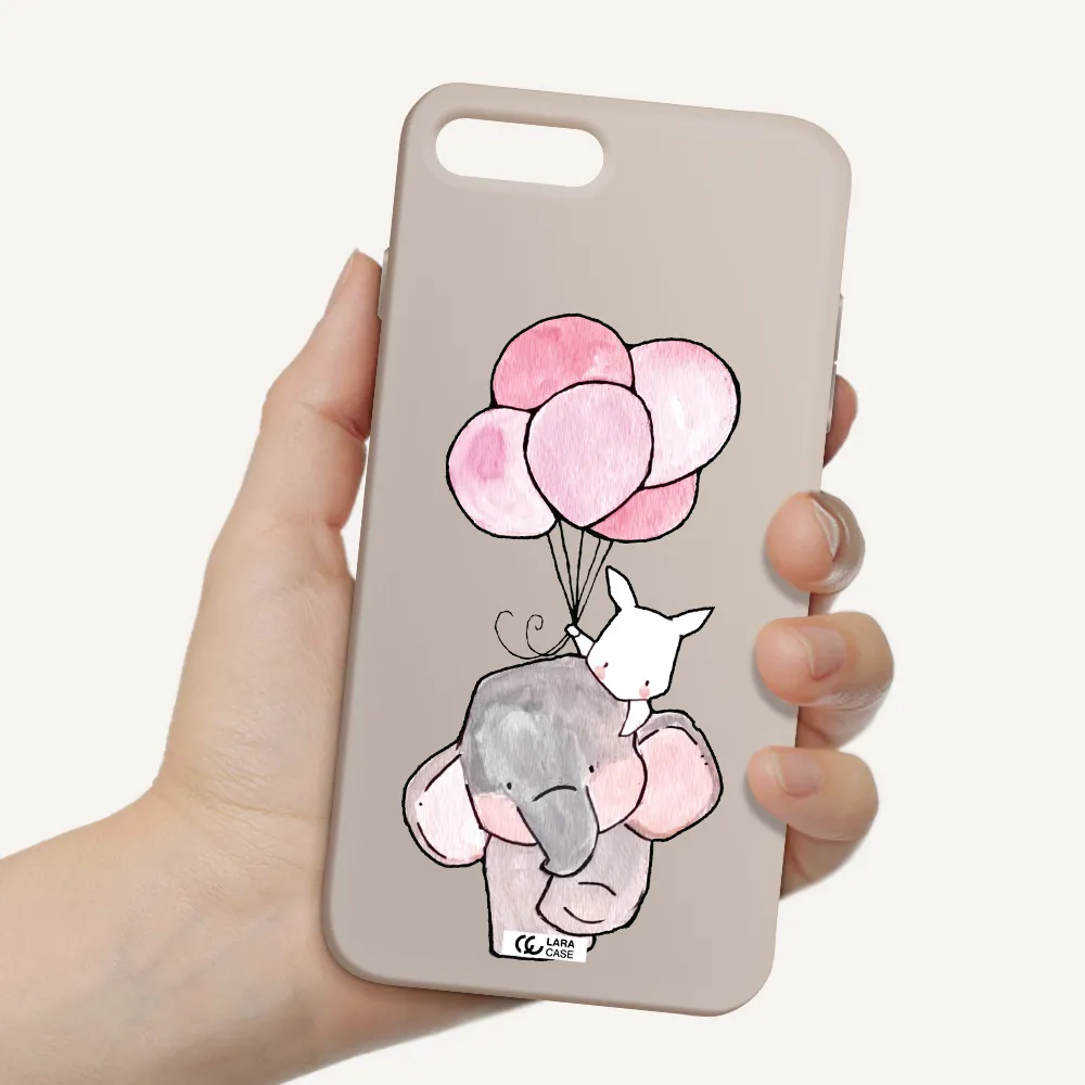 a cartoon elephant and donkey holding balloons Apple iPhone 8 plus Silicone Stone Case