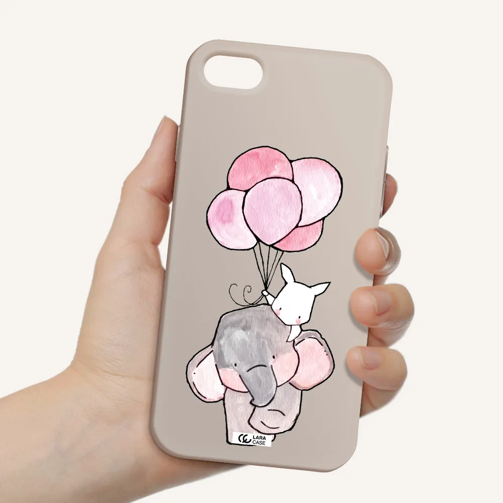 a cartoon elephant and donkey holding balloons Apple iPhone 8 Silicone Stone Case