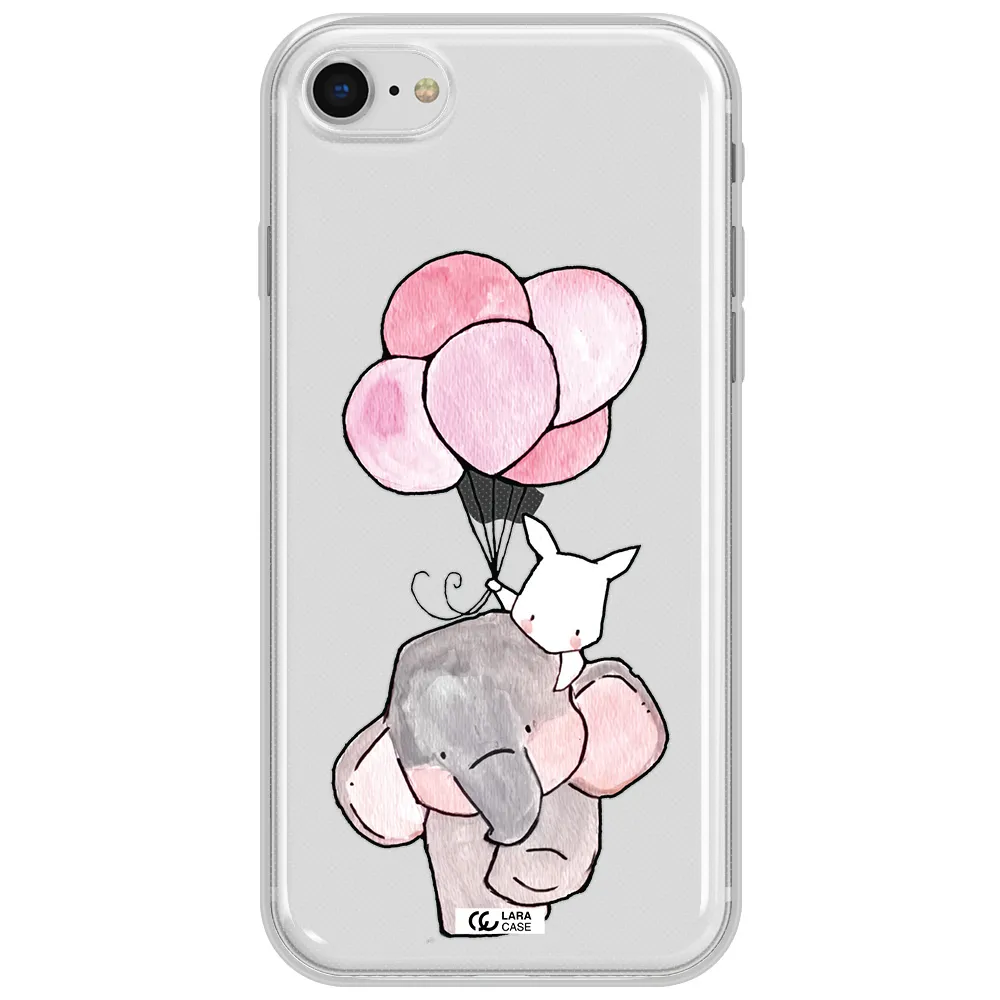 A Cartoon Elephant And Donkey Holding Balloons Apple Iphone Se 2020 Clear Tpu Case