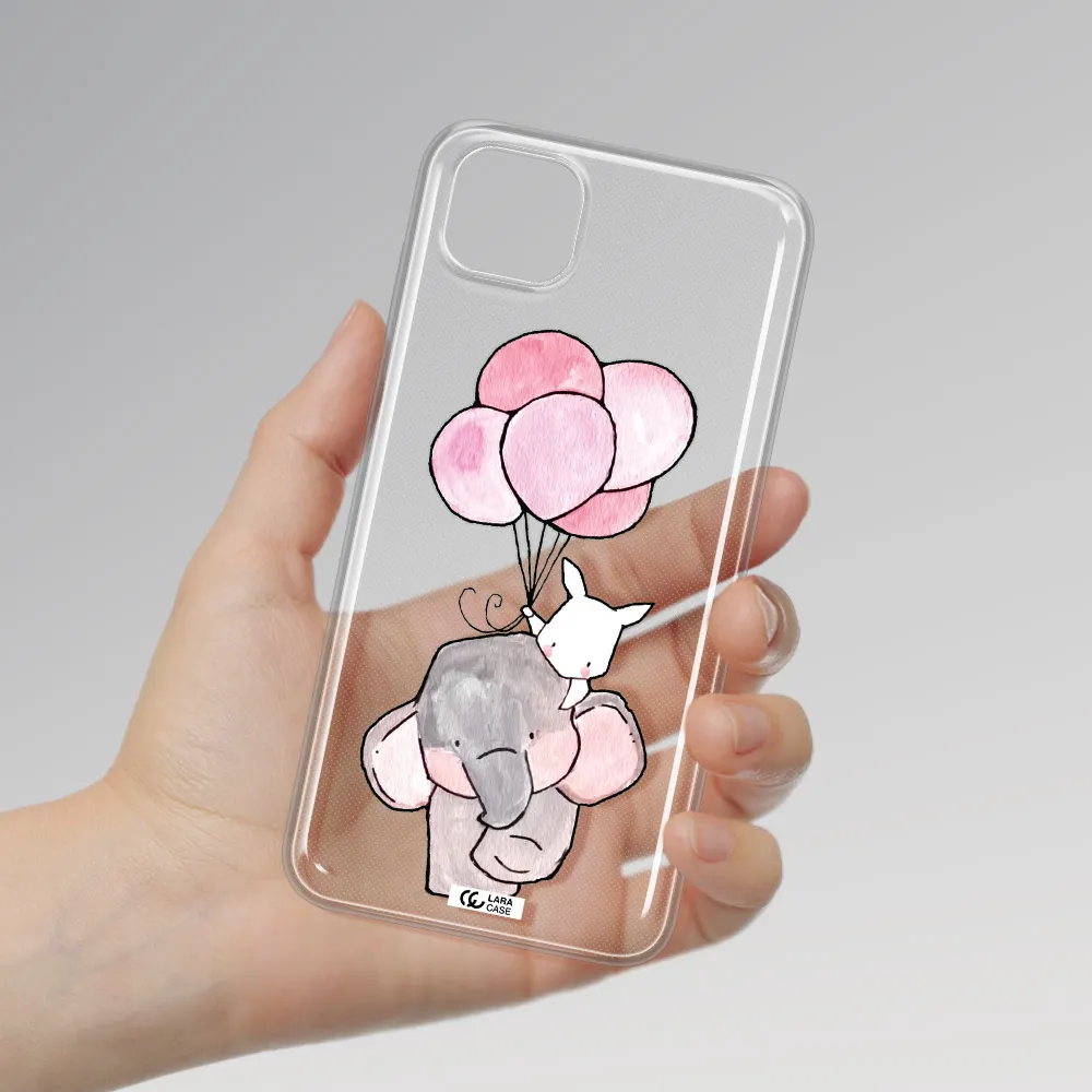 a cartoon elephant and donkey holding balloons Huawei Honor 9S Clear TPU Case