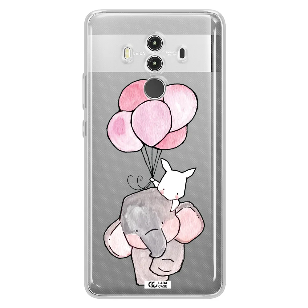 a cartoon elephant and donkey holding balloons Huawei Mate 10 Clear TPU Case