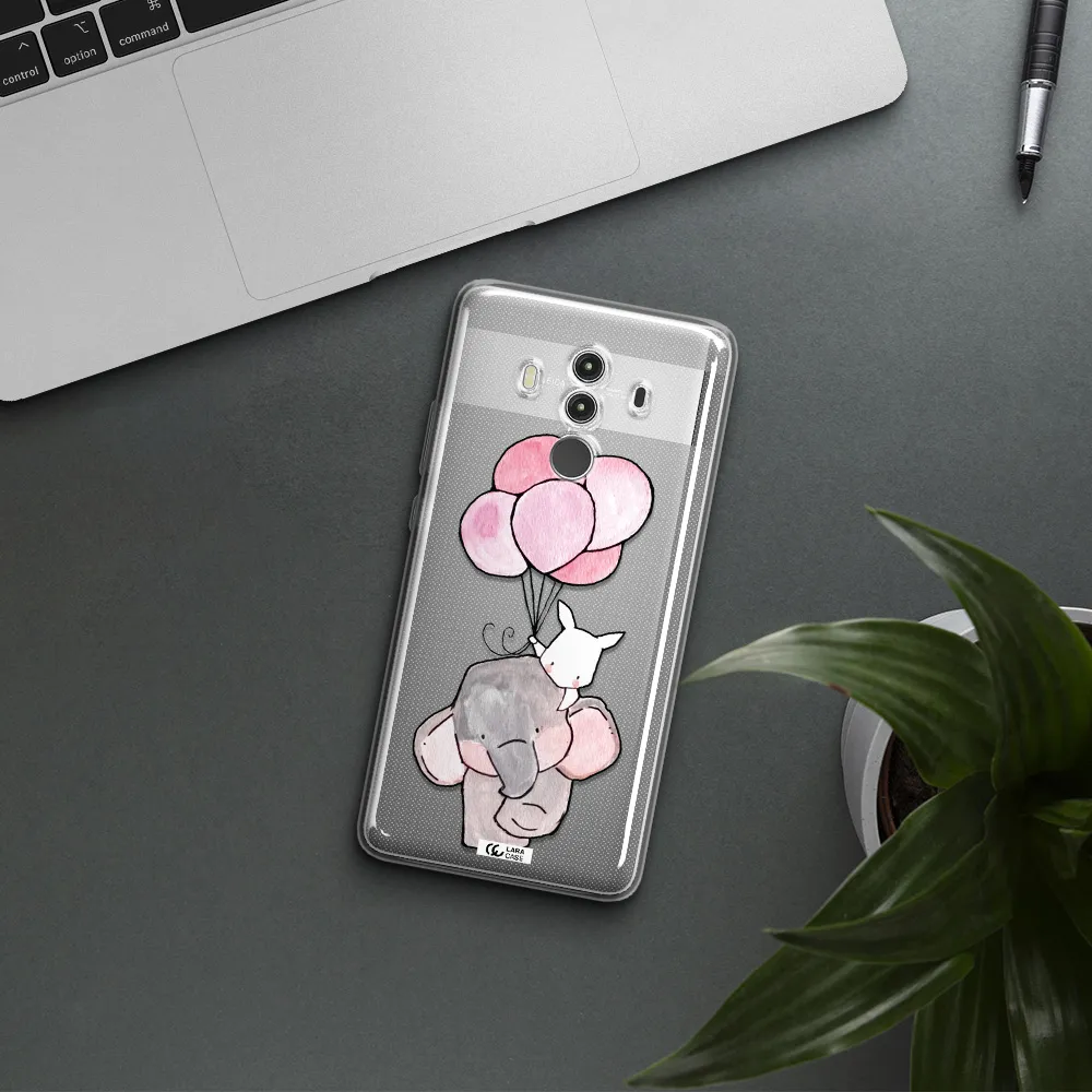 a cartoon elephant and donkey holding balloons Huawei Mate 10 Clear TPU Case