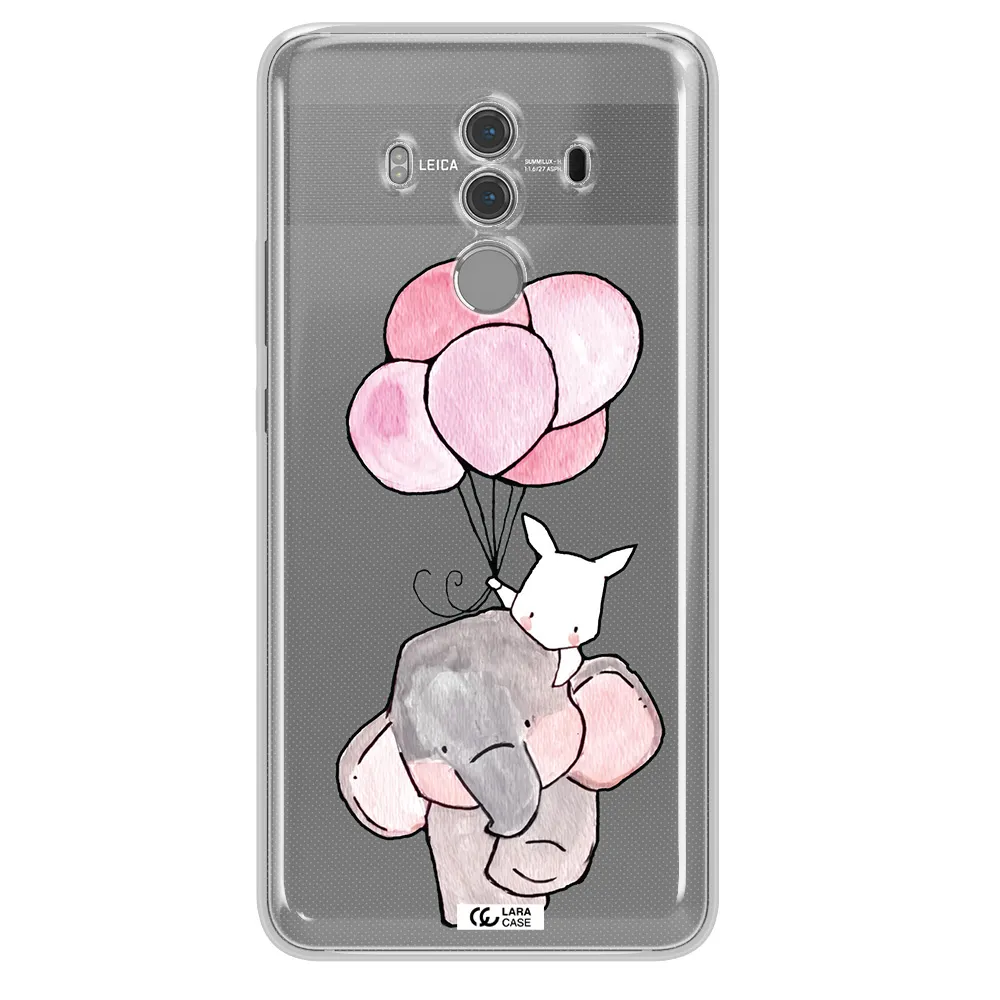 a cartoon elephant and donkey holding balloons Huawei Mate 10 Pro Clear TPU Case