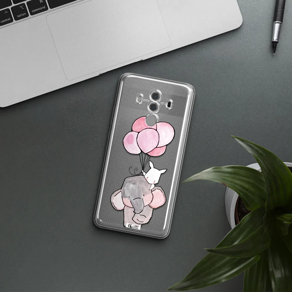 a cartoon elephant and donkey holding balloons Huawei Mate 10 Pro Clear TPU Case