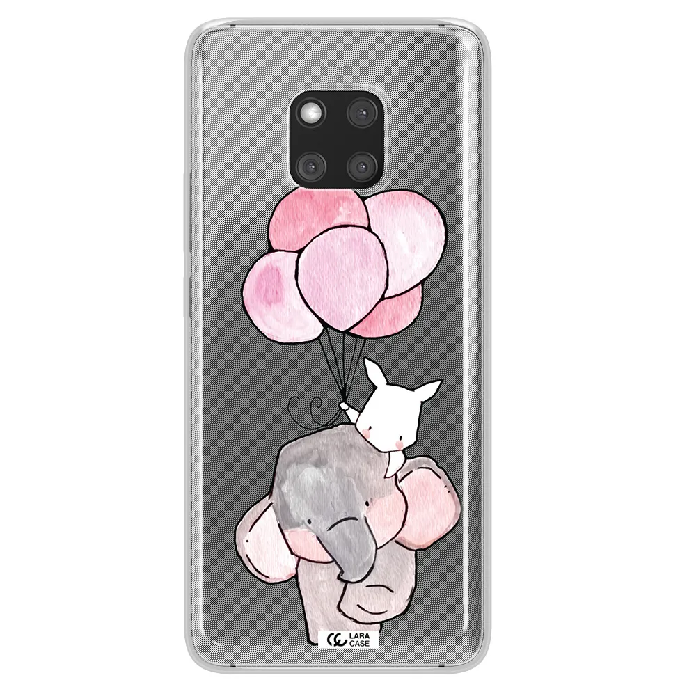 a cartoon elephant and donkey holding balloons Huawei Mate 20 Pro Clear TPU Case