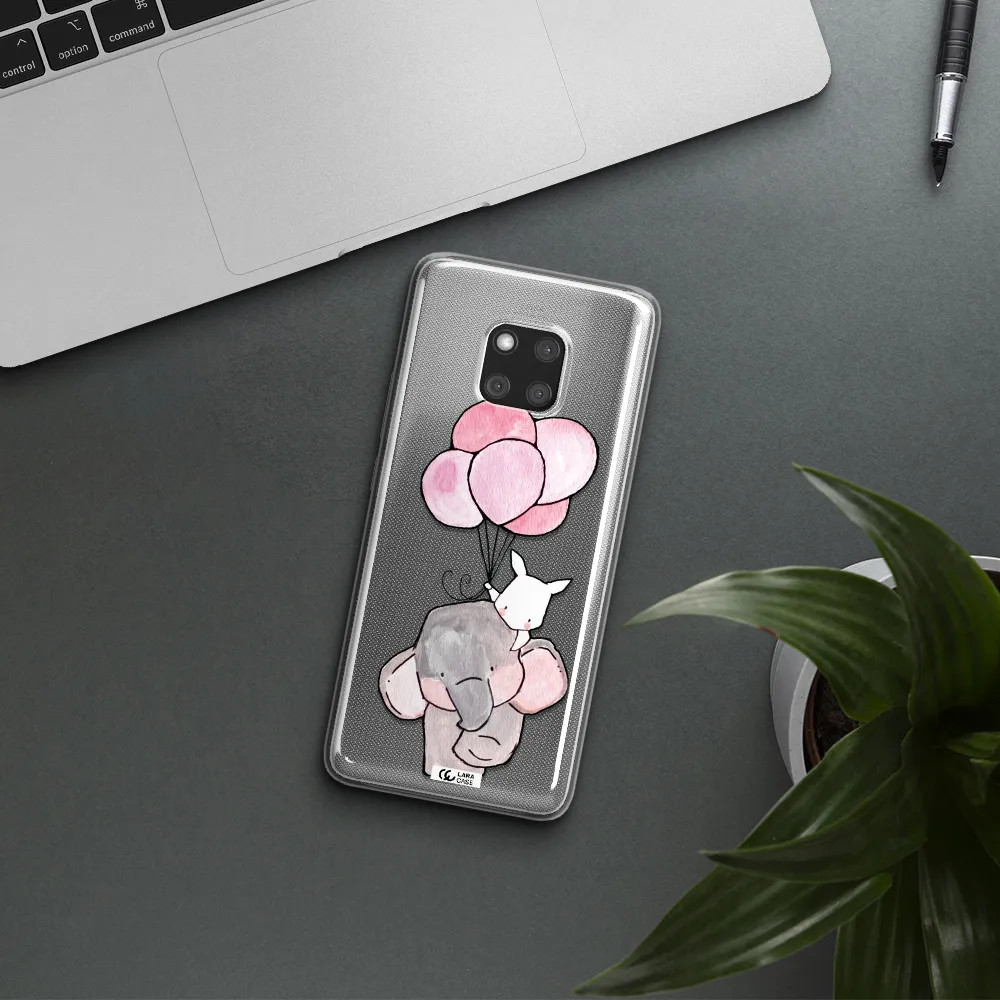 a cartoon elephant and donkey holding balloons Huawei Mate 20 Pro Clear TPU Case