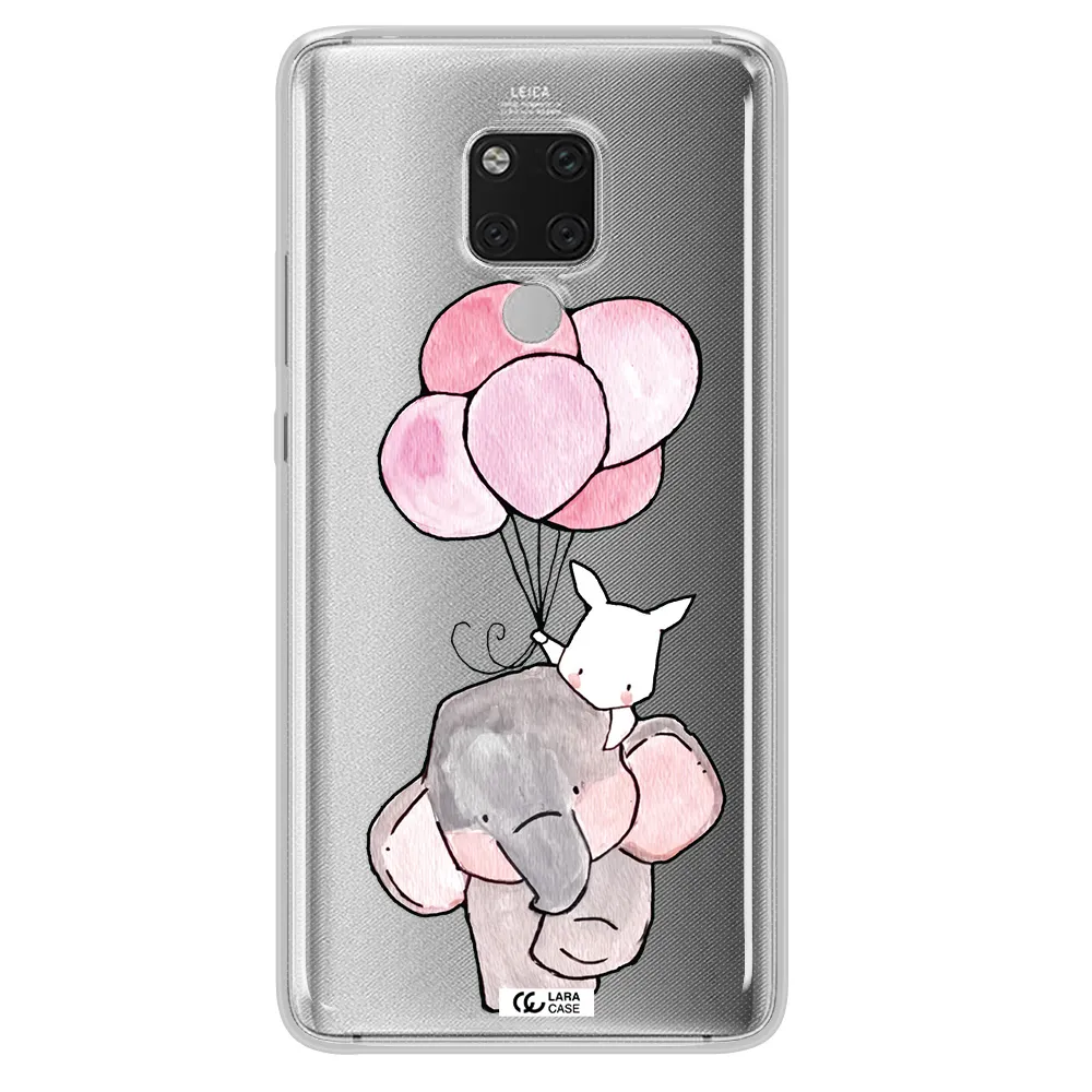 a cartoon elephant and donkey holding balloons Huawei Mate 20X Clear TPU Case