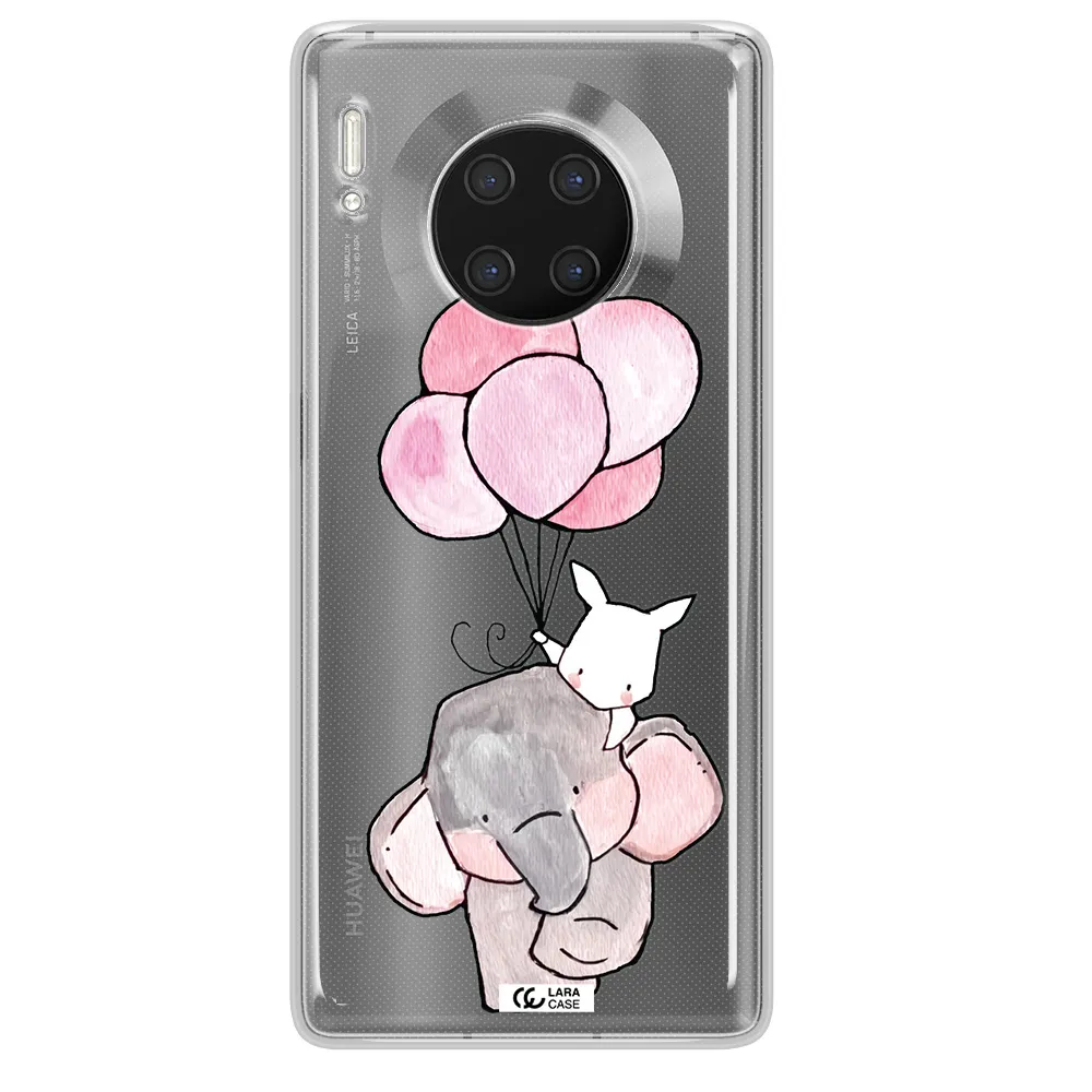 a cartoon elephant and donkey holding balloons Huawei Mate 30 Pro Clear TPU Case