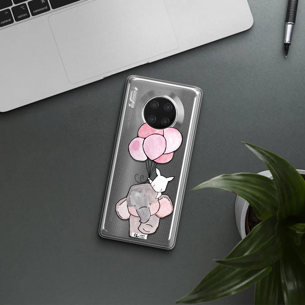 a cartoon elephant and donkey holding balloons Huawei Mate 30 Pro Clear TPU Case