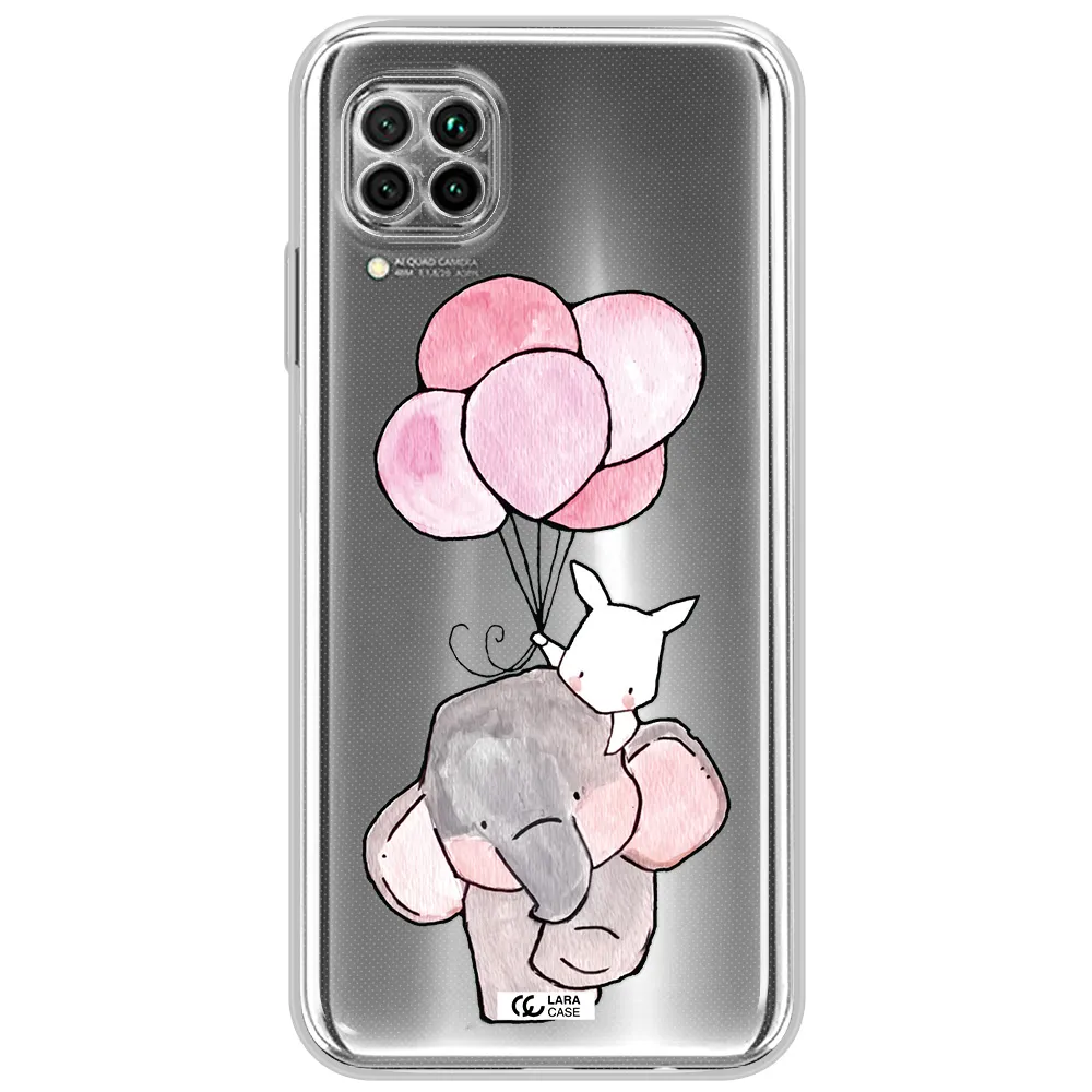 A Cartoon Elephant And Donkey Holding Balloons Huawei Nova 7I Clear Tpu Case