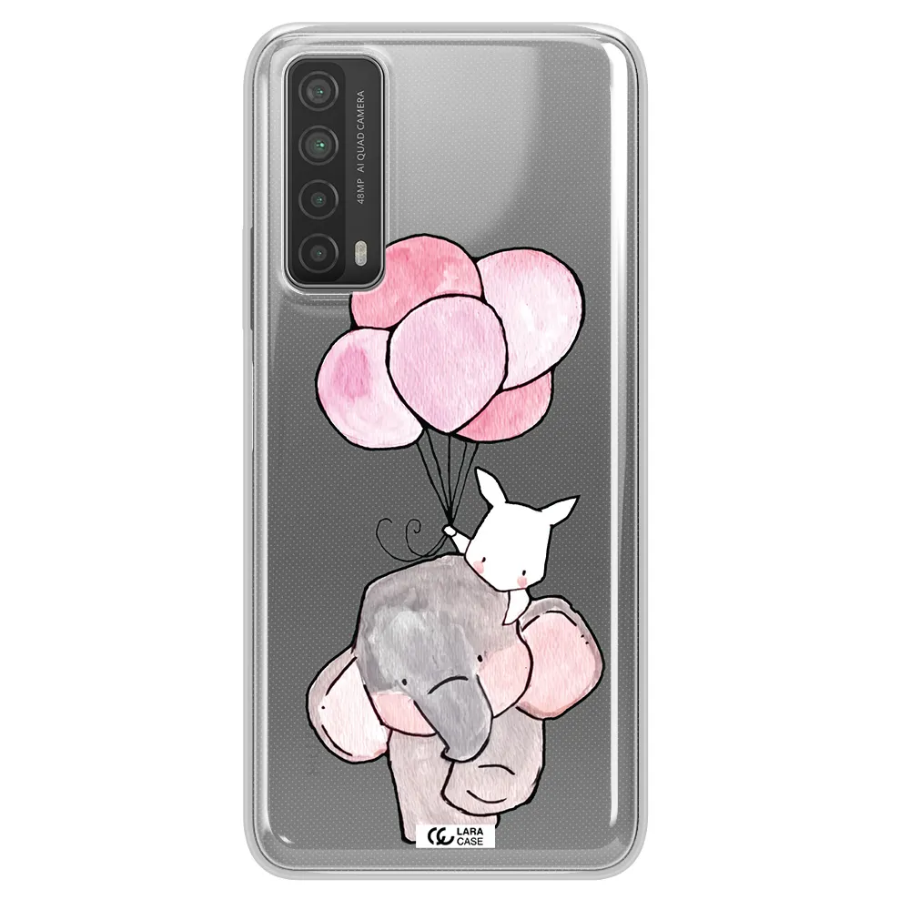 a cartoon elephant and donkey holding balloons Huawei P Smart 2021 Clear TPU Case