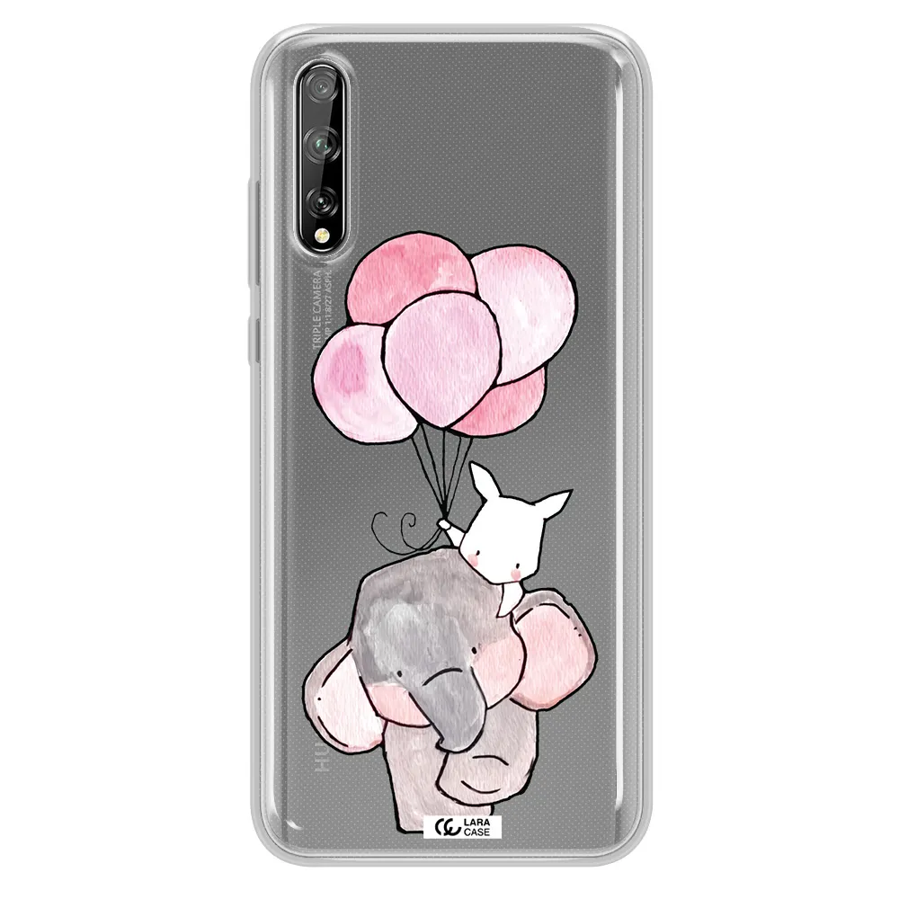 a cartoon elephant and donkey holding balloons Huawei P Smart S Clear TPU Case