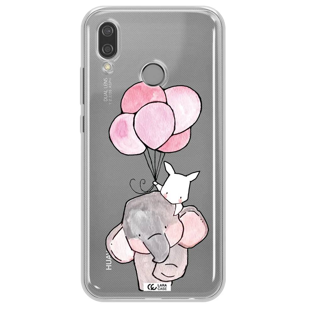 a cartoon elephant and donkey holding balloons Huawei P20 Lite Clear TPU Case