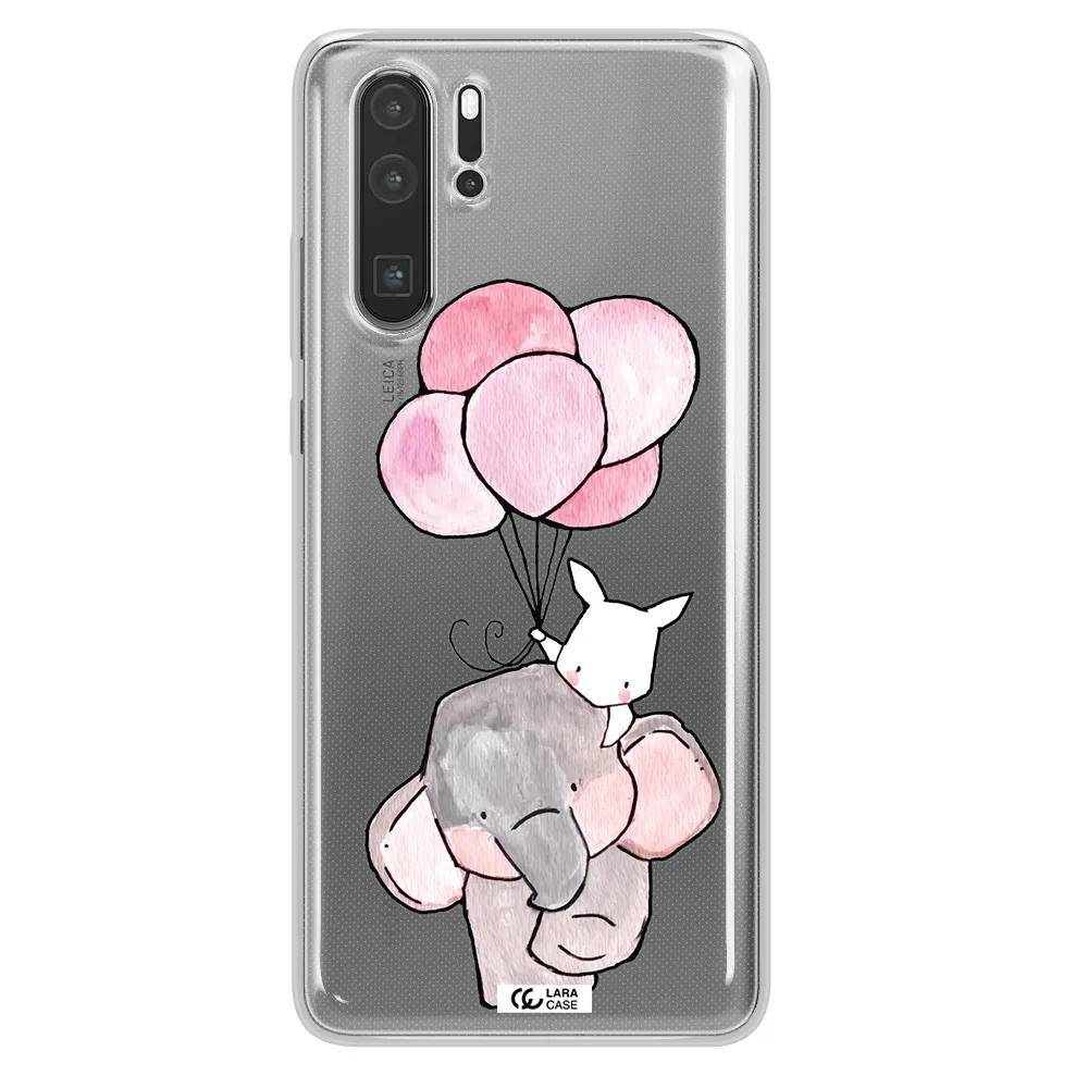 a cartoon elephant and donkey holding balloons Huawei P30 Pro Clear TPU Case