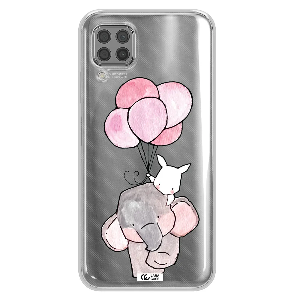a cartoon elephant and donkey holding balloons Huawei P40 Lite Clear TPU Case