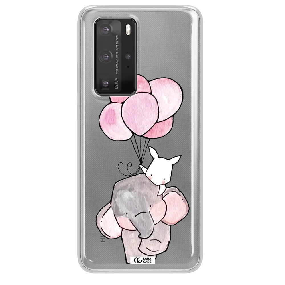 a cartoon elephant and donkey holding balloons Huawei P40 Pro Clear TPU Case