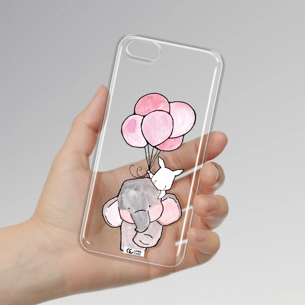 a cartoon elephant and donkey holding balloons Huawei Y5 2018 Clear TPU Case