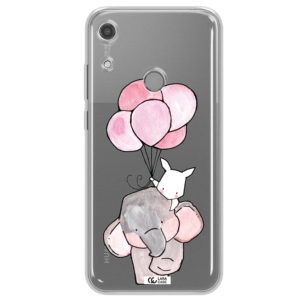 a cartoon elephant and donkey holding balloons Huawei Y6S Clear TPU Case