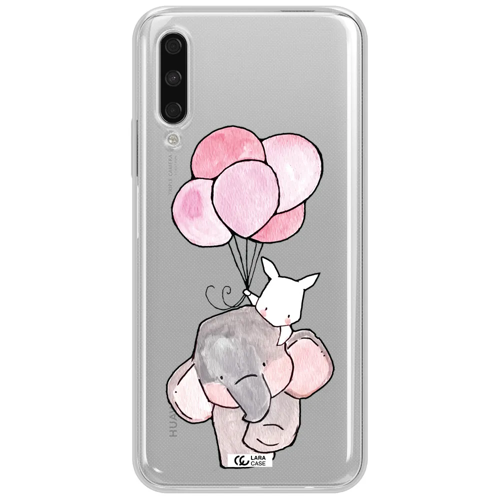 A Cartoon Elephant And Donkey Holding Balloons Huawei Y9S Clear Tpu Case